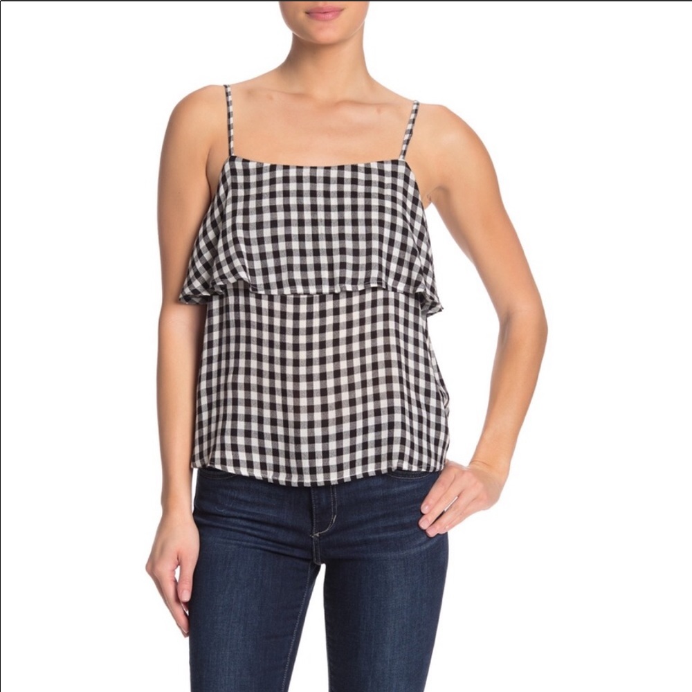 Abound Gingham Popover Tank Top Black Size Small
